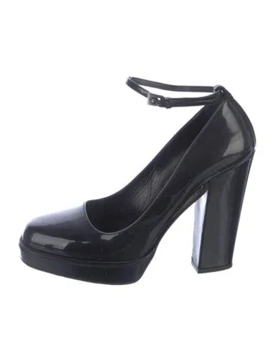 Pre-owned Prada Patent Leather Pumps In Black/blue