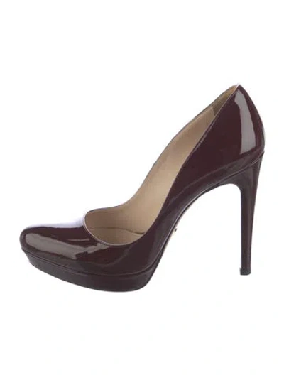 Pre-owned Prada Patent Leather Pumps In Burgundy