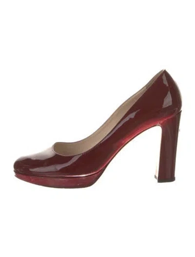 Pre-owned Prada Patent Leather Pumps In Burgundy