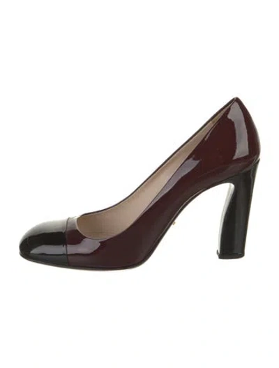 Pre-owned Prada Patent Leather Pumps In Burgundy