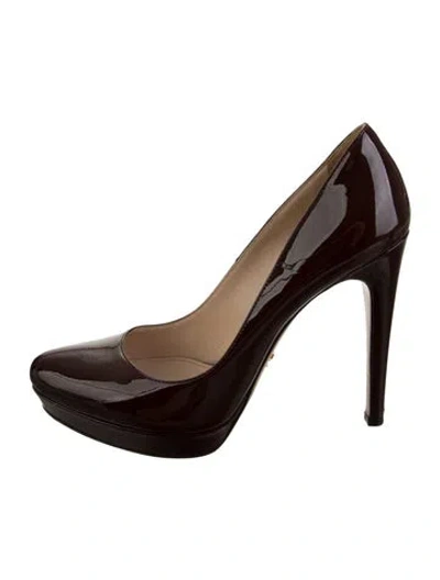 Pre-owned Prada Patent Leather Pumps In Burgundy