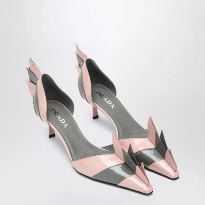 Prada Patent Leather Pumps In Orchid/steel
