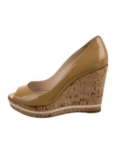 Pre-owned Prada Patent Leather Pumps In Neutral