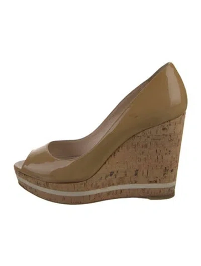 Pre-owned Prada Patent Leather Pumps In Neutral