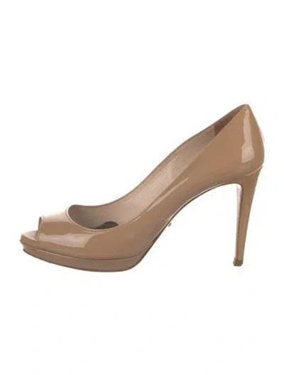Pre-owned Prada Patent Leather Pumps In Neutrals