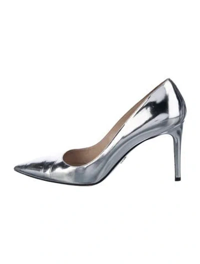 Pre-owned Prada Patent Leather Pumps In Silver
