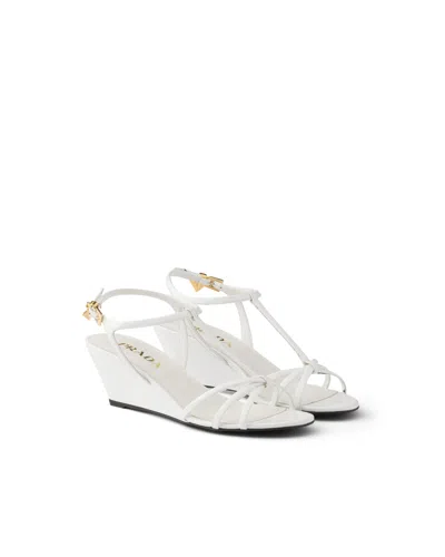 Prada Patent Leather Sandals In White
