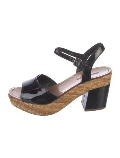 Pre-owned Prada Patent Leather Sandals In Black