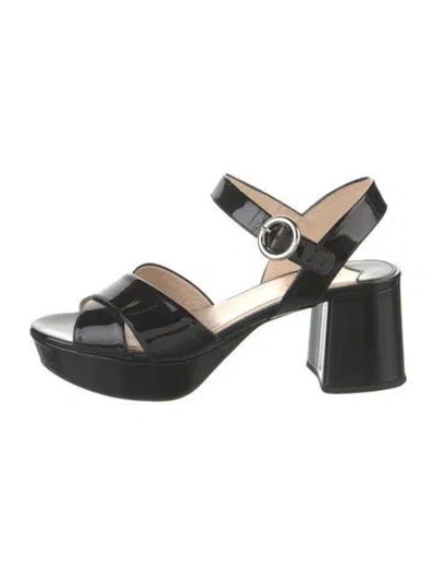 Pre-owned Prada Patent Leather Sandals In Black