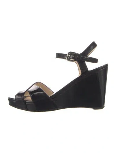 Pre-owned Prada Patent Leather Sandals In Black