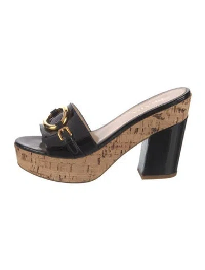 Pre-owned Prada Patent Leather Sandals In Black