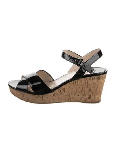 Pre-owned Prada Patent Leather Sandals In Black