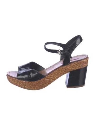 Pre-owned Prada Patent Leather Sandals In Black