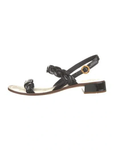 Pre-owned Prada Patent Leather Sandals In Black