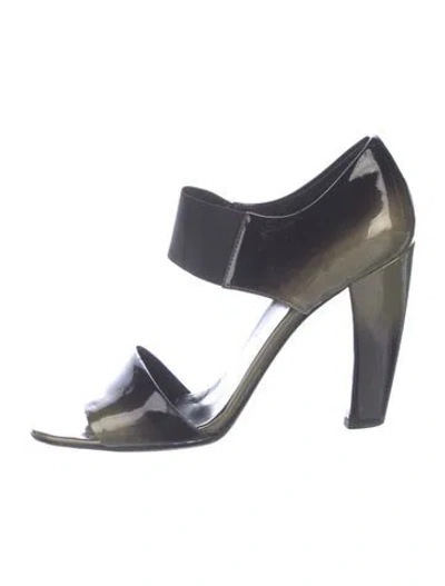 Pre-owned Prada Patent Leather Sandals In Black