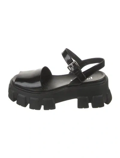 Pre-owned Prada Patent Leather Sandals In Black