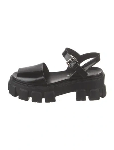 Pre-owned Prada Patent Leather Sandals In Black