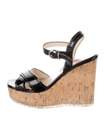 Pre-owned Prada Patent Leather Sandals In Black