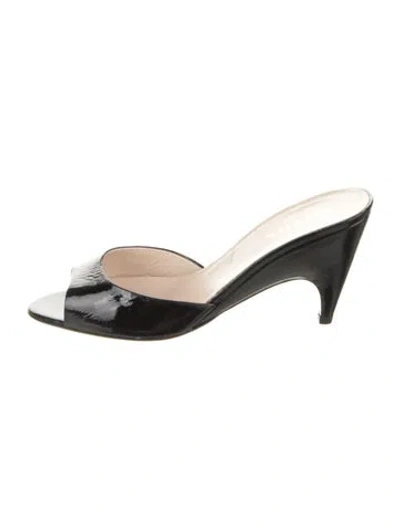 Pre-owned Prada Patent Leather Sandals In Black