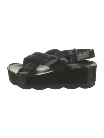 Pre-owned Prada Patent Leather Sandals In Black