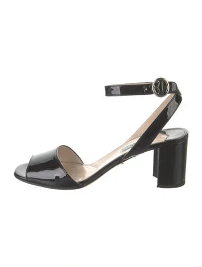 Pre-owned Prada Patent Leather Sandals In Black