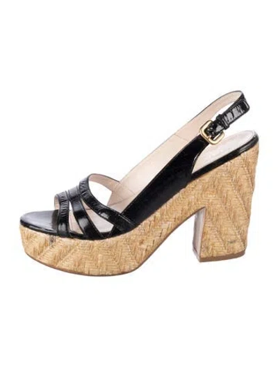 Pre-owned Prada Patent Leather Sandals In Black