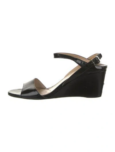 Pre-owned Prada Patent Leather Sandals In Black