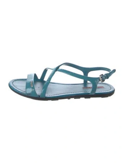 Pre-owned Prada Patent Leather Sandals In Blue