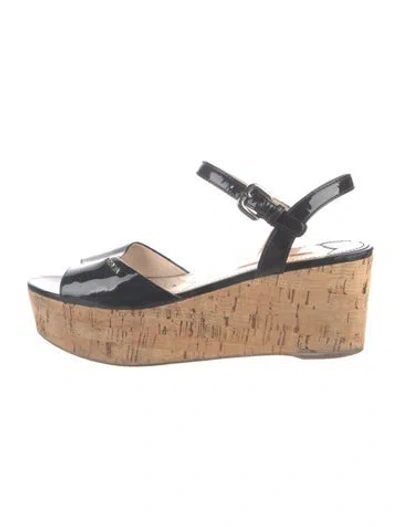 Pre-owned Prada Patent Leather Sandals In Blue