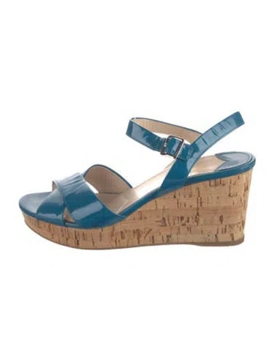 Pre-owned Prada Patent Leather Sandals In Blue