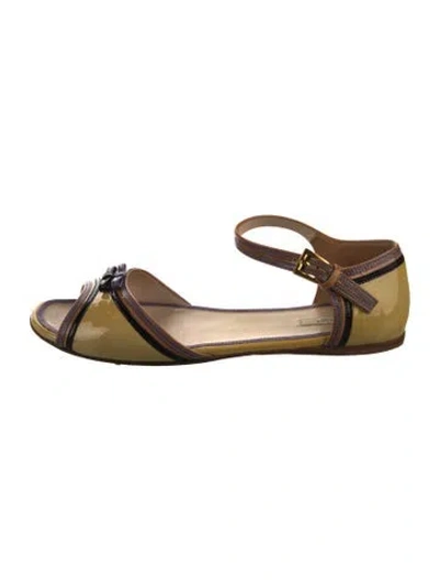 Pre-owned Prada Patent Leather Sandals In Neutral
