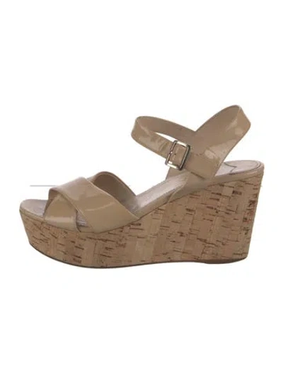 Pre-owned Prada Patent Leather Sandals In Neutral