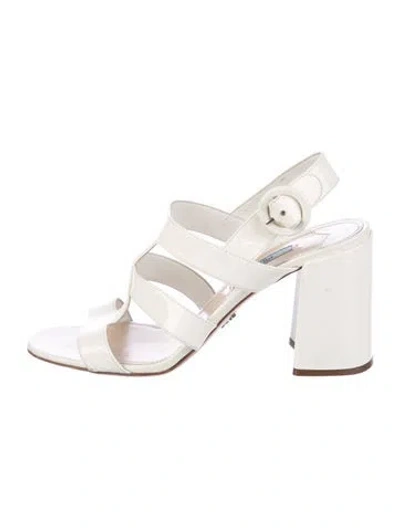 Pre-owned Prada Patent Leather Sandals In Neutral