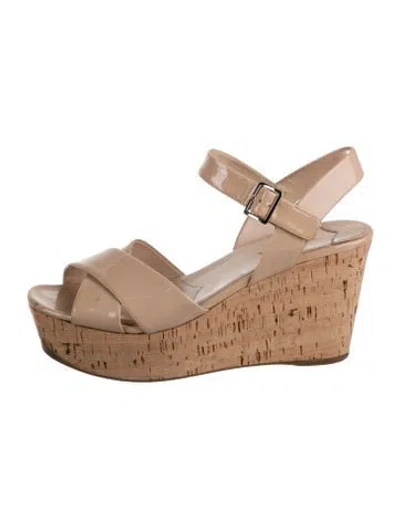 Pre-owned Prada Patent Leather Sandals In Neutral