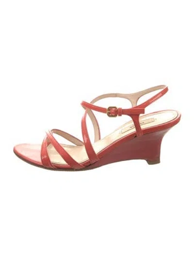 Pre-owned Prada Patent Leather Sandals In Orange