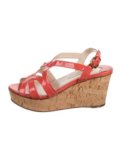 Pre-owned Prada Patent Leather Sandals In Pink
