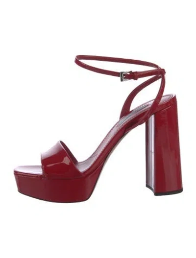 Pre-owned Prada Patent Leather Sandals In Red