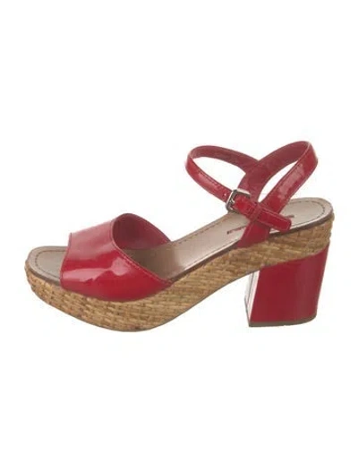 Pre-owned Prada Patent Leather Sandals In Red