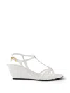 Prada Patent Leather Wedge Sandal In White