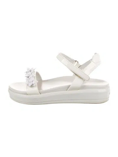 Pre-owned Prada Patent Leather Sandals In White