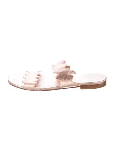 Pre-owned Prada Patent Leather Scalloped Accent Slides