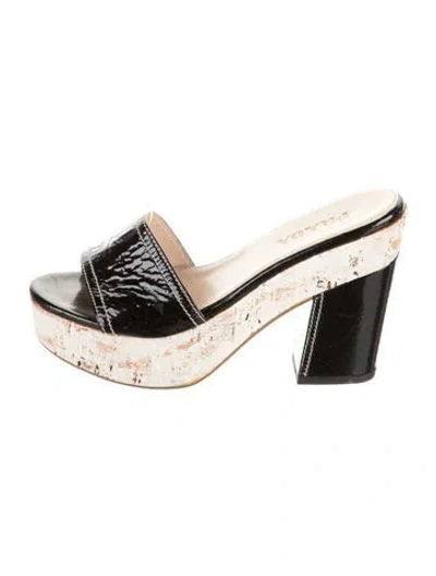 Pre-owned Prada Patent Leather Slides