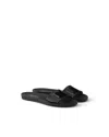 Prada Black Leather Slippers In Black