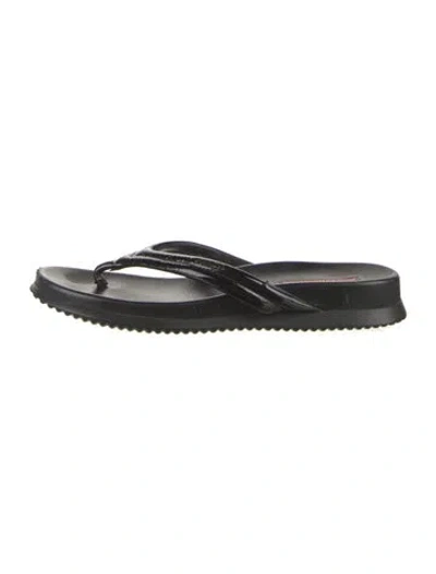 Pre-owned Prada Patent Leather Slides In Black