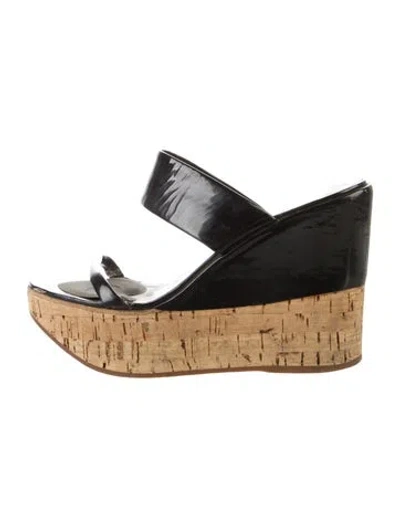 Pre-owned Prada Patent Leather Slides In Black