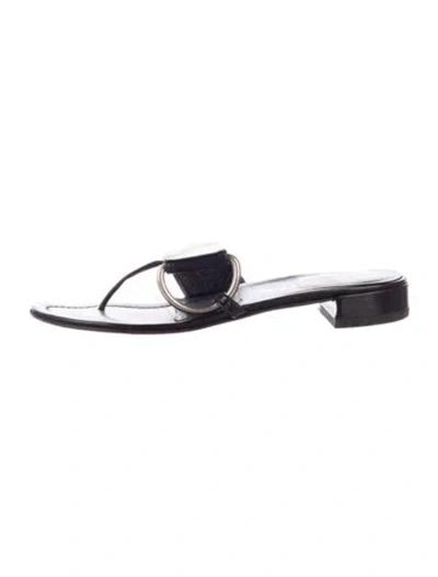 Pre-owned Prada Patent Leather Slides In Black