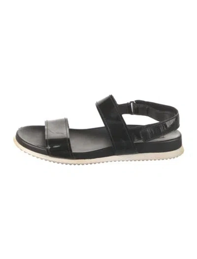 Pre-owned Prada Patent Leather Slides In Black