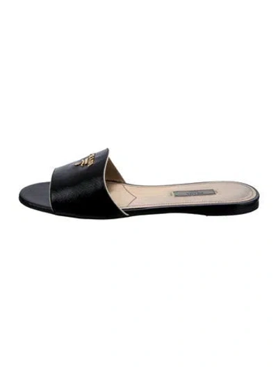 Pre-owned Prada Patent Leather Slides In Black