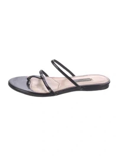 Pre-owned Prada Patent Leather Slides In Black