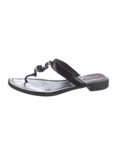 Pre-owned Prada Patent Leather Slides In Black